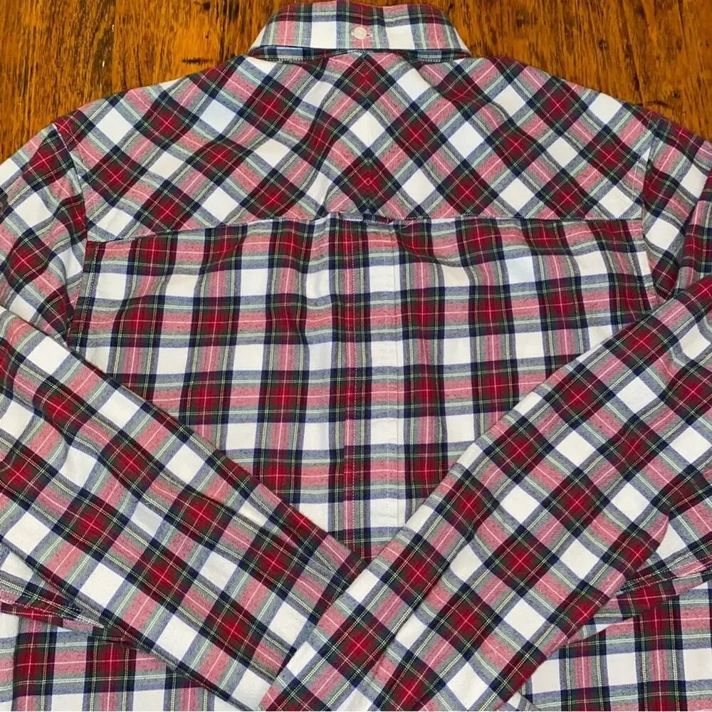 Fred Perry $275 Red & White Plaid Flannel Button Down Shirt sz Small EUC